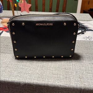 Michael Kors Sandrine Studded Crossbody Bag Black Saffiano Leather